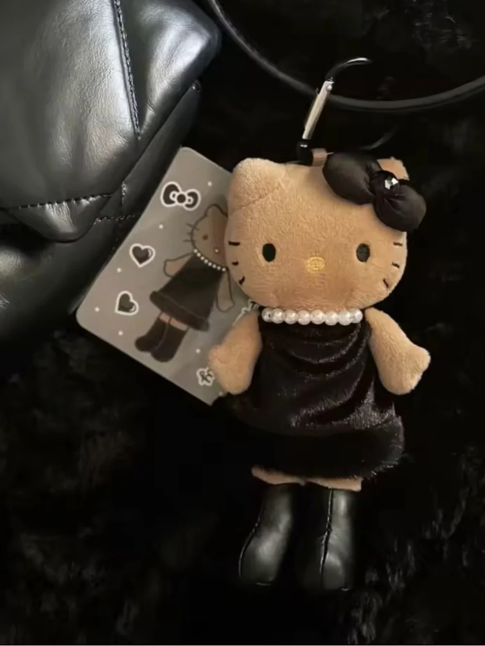 Hello Kitty Plush Bag Charm in Black Outfit